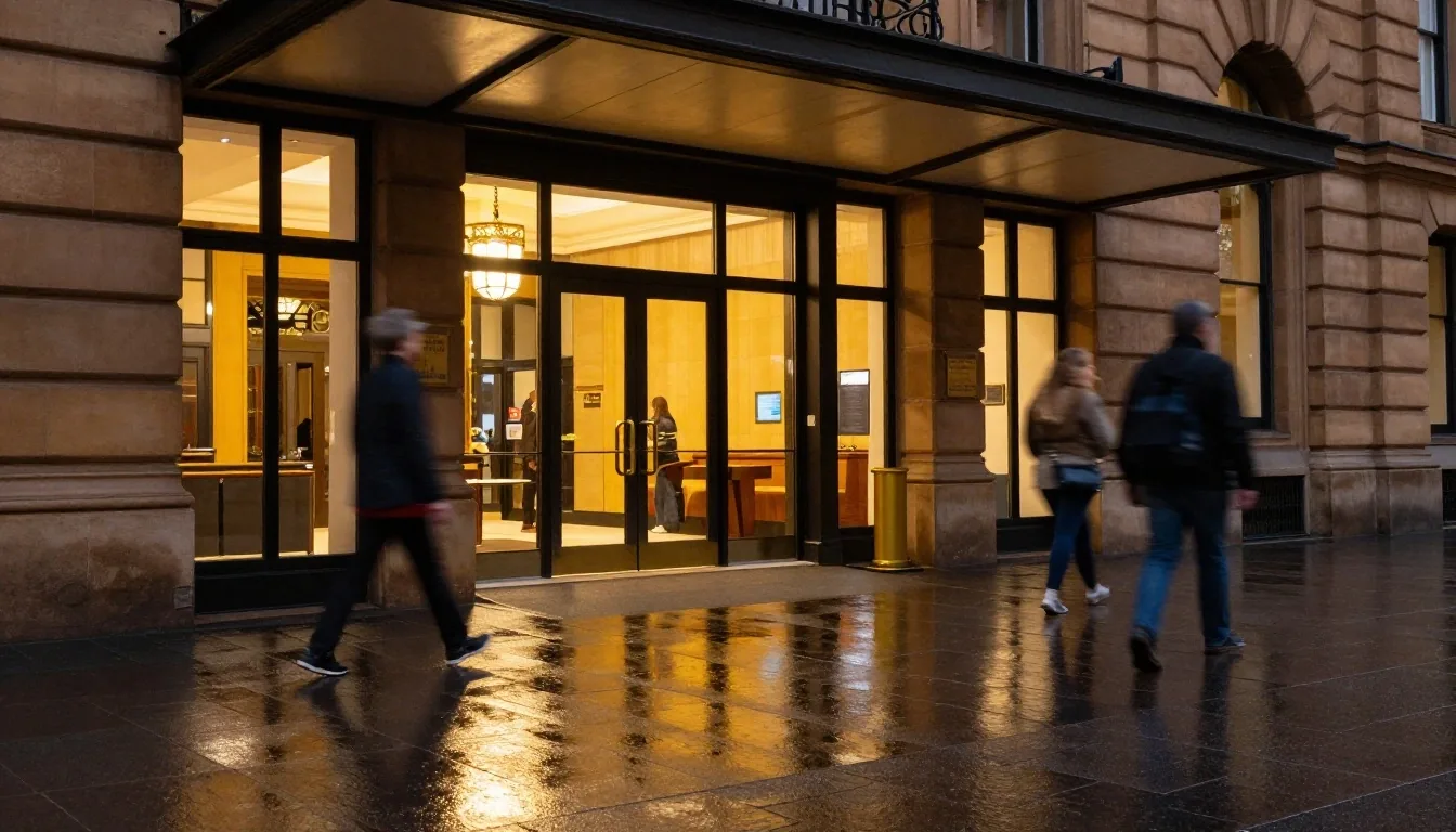 George Street Sydney arcade entrance opposite Queen Victoria Building