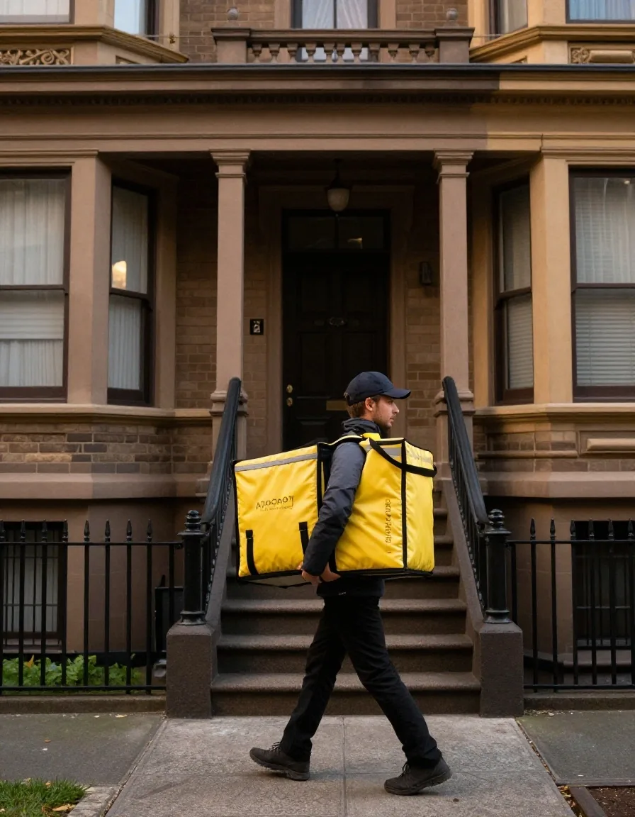 Local Sydney food delivery courier on dispatch route